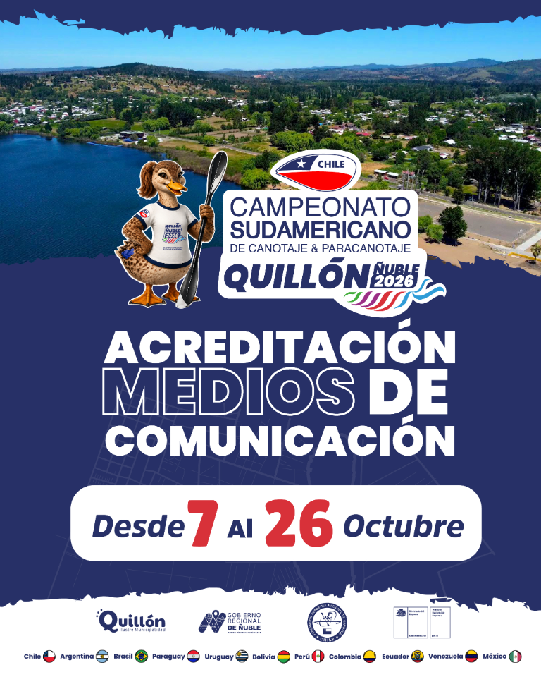 Acreditación de medios de comunicación del Campeonato Sudamericano de Canotaje y Paracanotaje Quillón Ñuble 2026